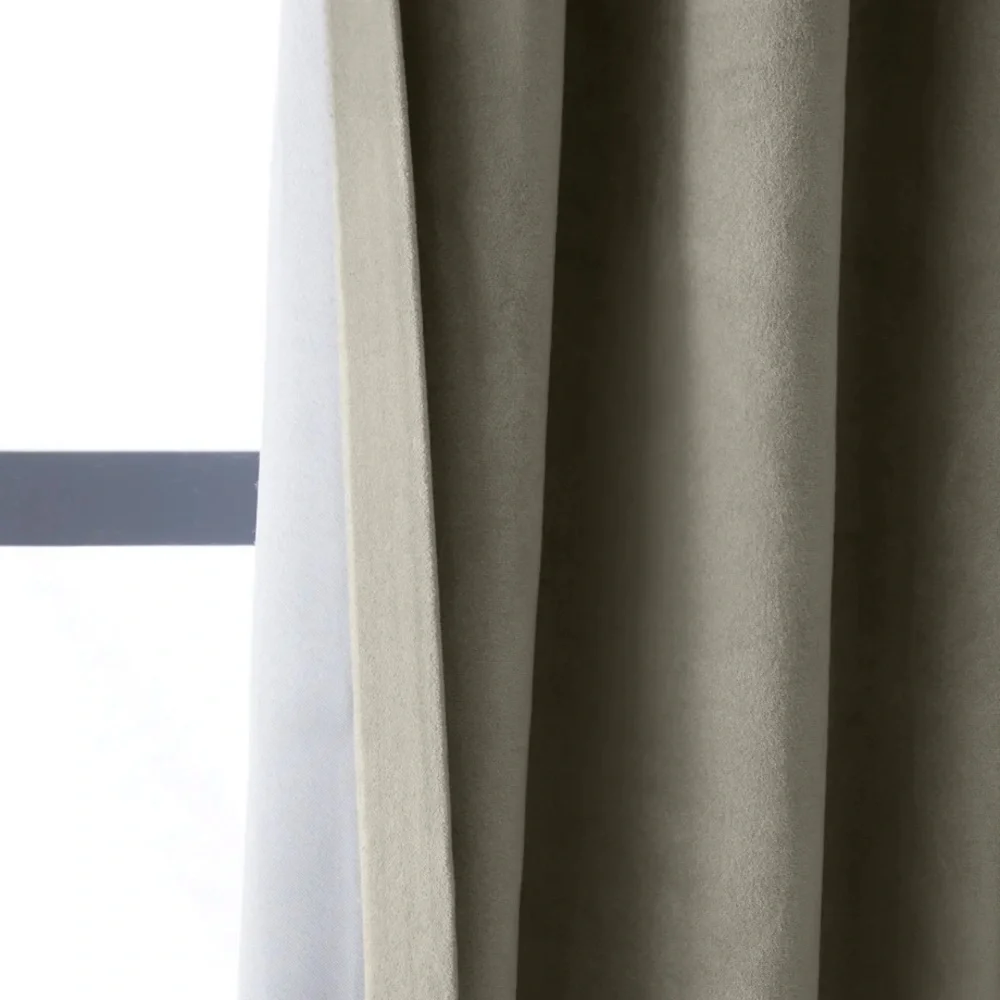 NWOT QUINCE 48x84 Cotton Velvet Room Darkening Curtain Light Grey 3542